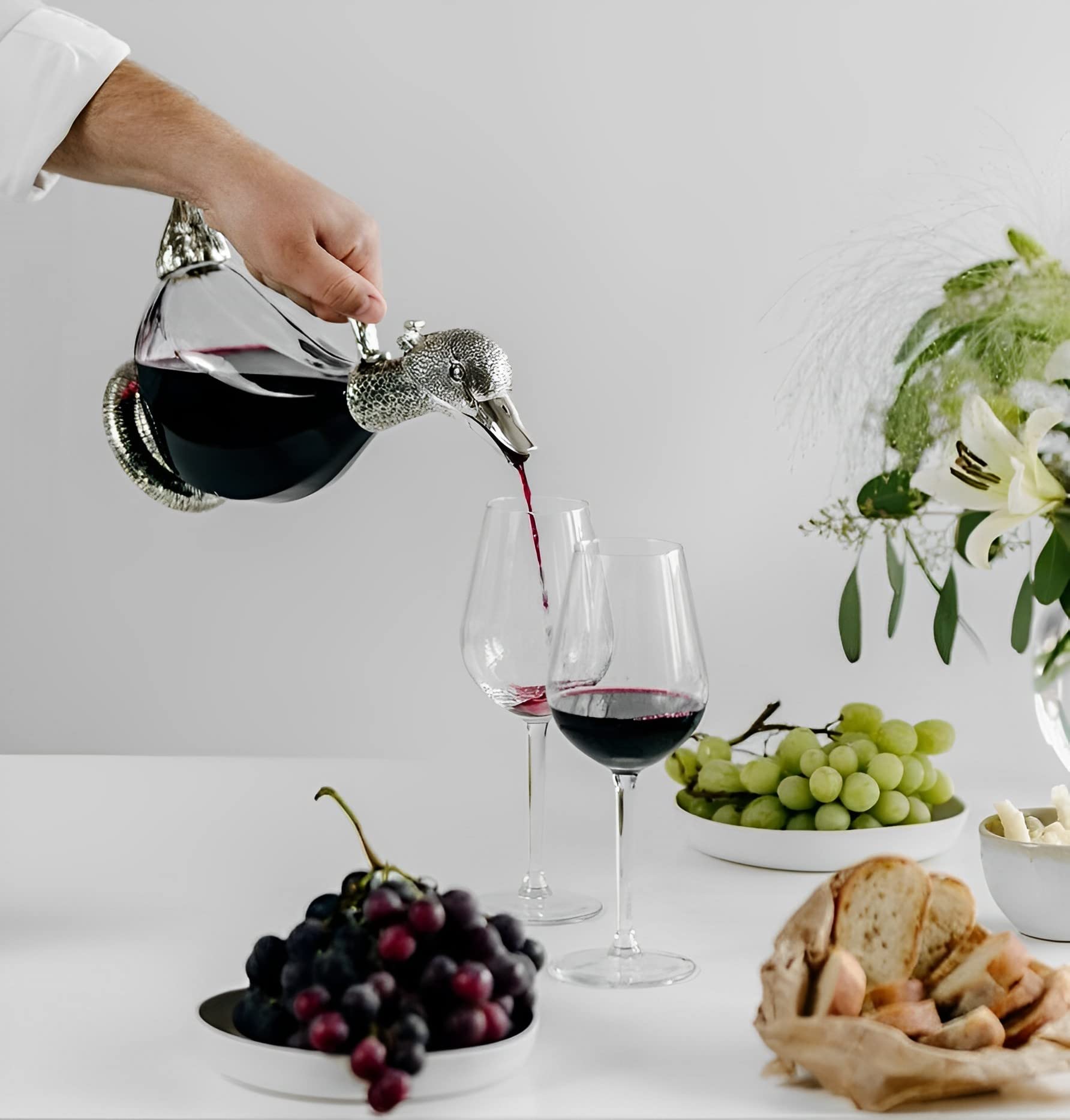 Regent - Decantador de pato chapado en plata, 750 ml, regalo de vino, decantador para vino, buen regalo para hombres y mujeres, buen regalo en un día especial