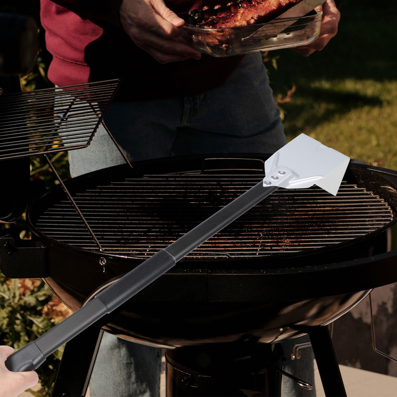 Artibetter Raschietto per Cenere in Acciaio con Manico Lungo Flessibile per Pulizia Caminetti Forni e Strumento Resistente per Rimuovere Ash e Residui da Termocamini e Barbecue