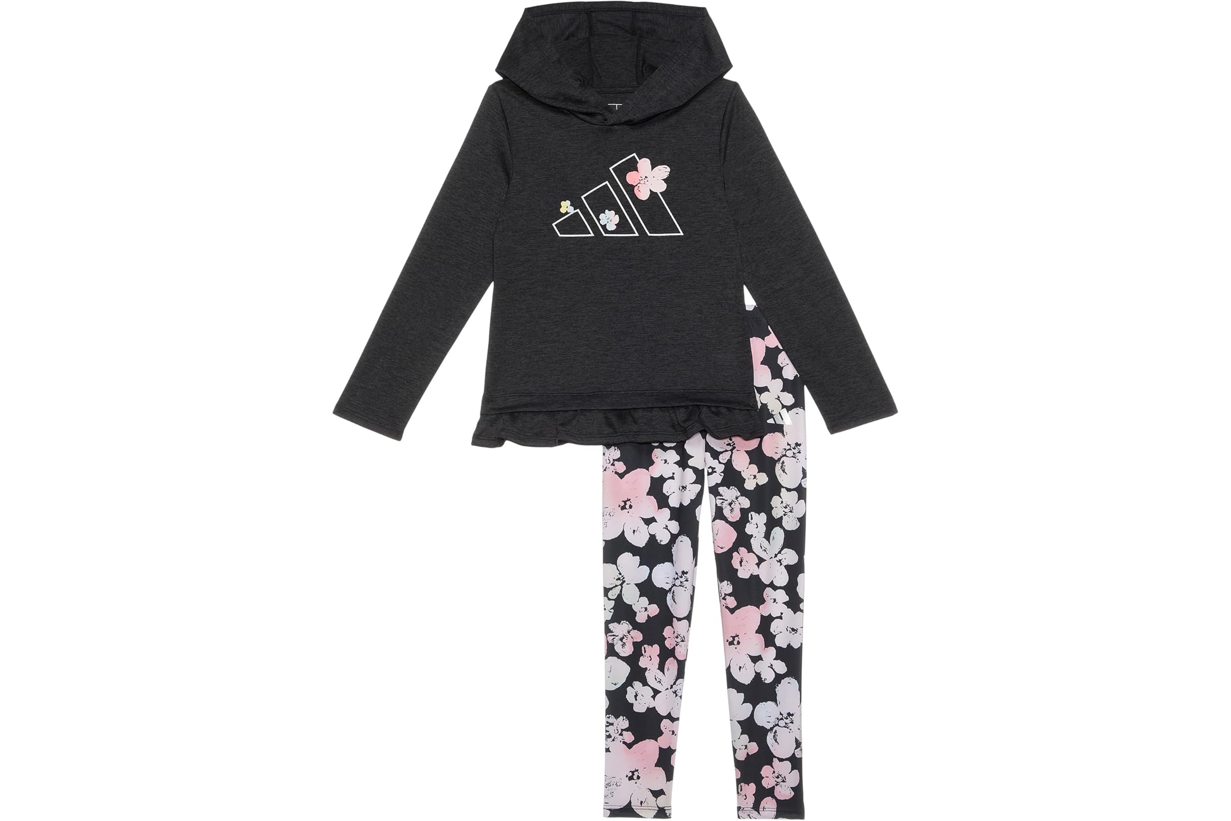 adidas Kids Ruffle Melange Top Aop Legging Set (Toddler/Little Kid)