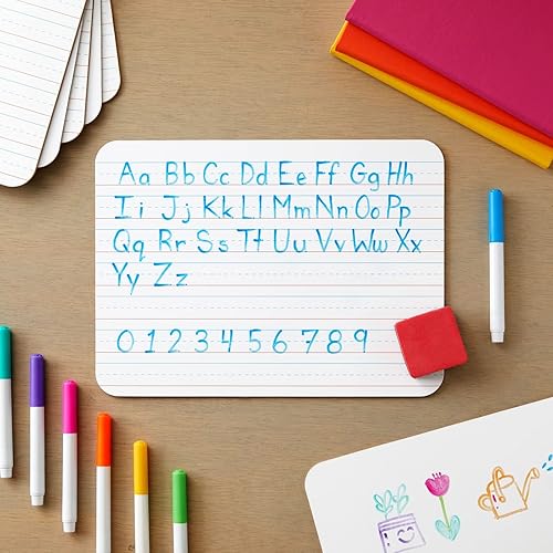 Miniatura 2 de Juvale Pizarras de borrado en seco, paquete de 12 unidades, de doble cara, 9 x 12 pulgadas, mini pizarras blancas forradas y en blanco para