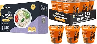 Hethstia Vegan Pho Konjac Noodle & High Protein Chicken Ramen Bundle – Low Carb, Low Calorie Shirataki Pho & 6-Pack 32g Plant Protein Chicken Ramen Soup Cups, Keto, Gluten-Free, Non-GMO, Healthy Quick