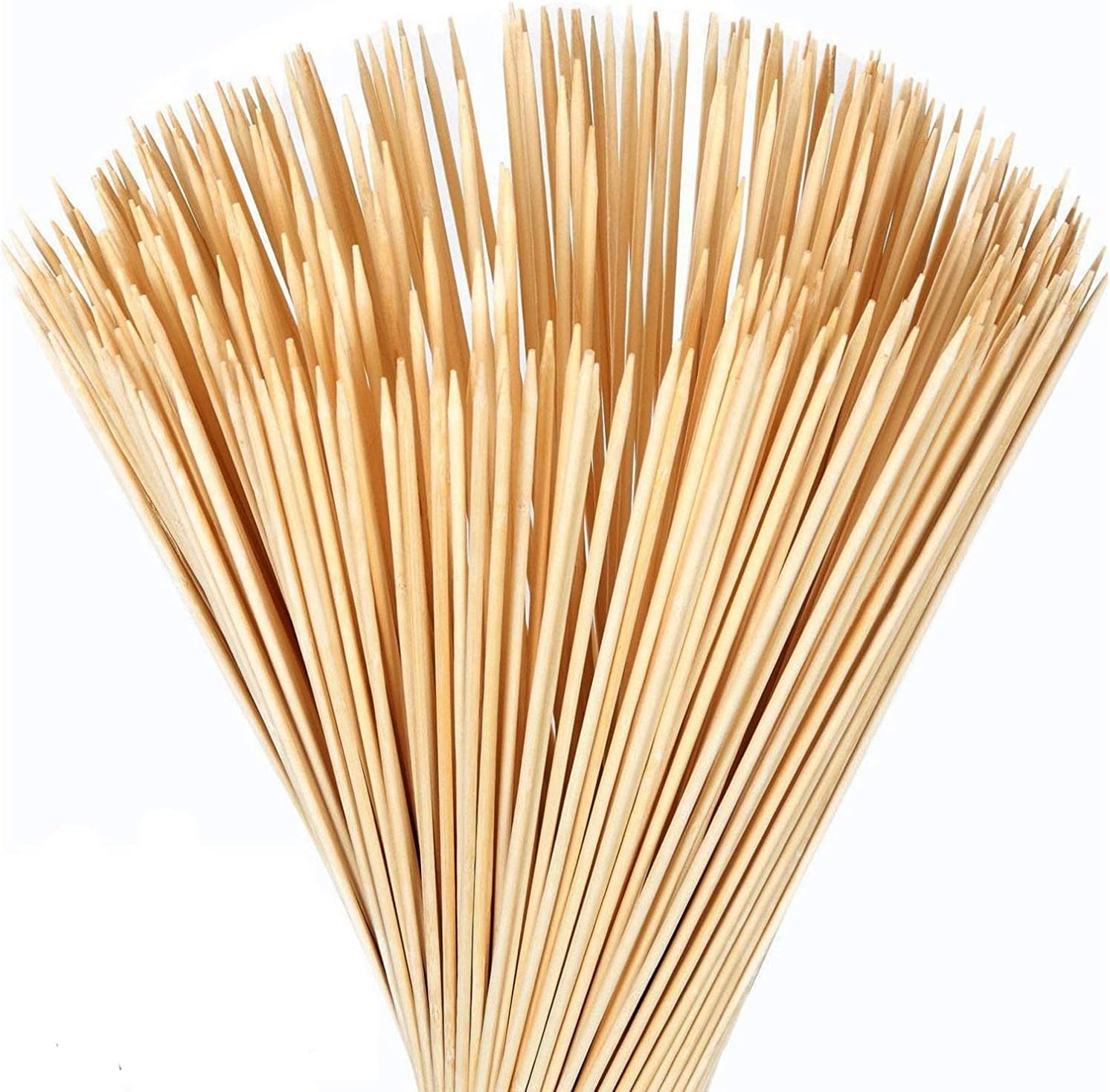 JKG® 12" 150 Pack Bamboo Wooden BBQ SKEWERS Sticks - Food Grade - Extra Long BBQ Cocktail Barbeque Roasting Sticks Set Marshmallow Chocolate Fountains Kebab Decoration Conkers Fruit 30cm Long