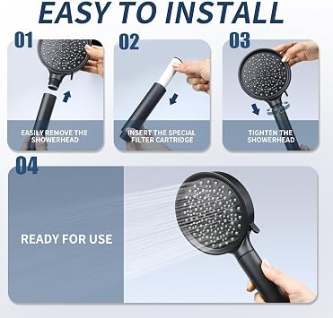 Replacement Filters Compatible with Cobbe Shower Heads: Remove Chlorine & Impurities for Healthier Skin & Hair (4 - Pack)