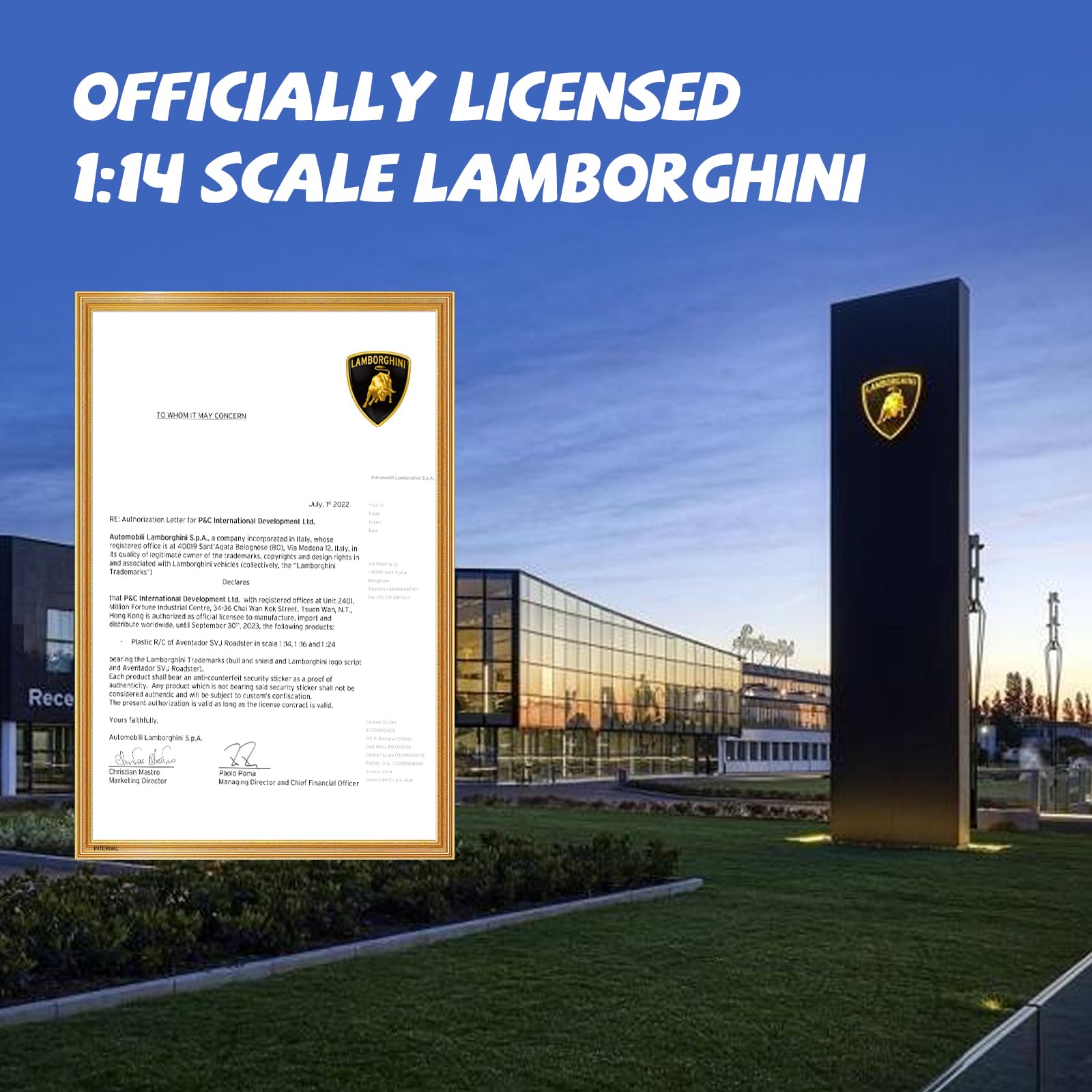 AEROQUEST 1:14 Lamborghini, auto telecomandata, 2,4 GHz, con licenza ufficiale Lamborghini RC auto con telecomando e faro per ragazzi e ragazze, regalo di compleanno, verde