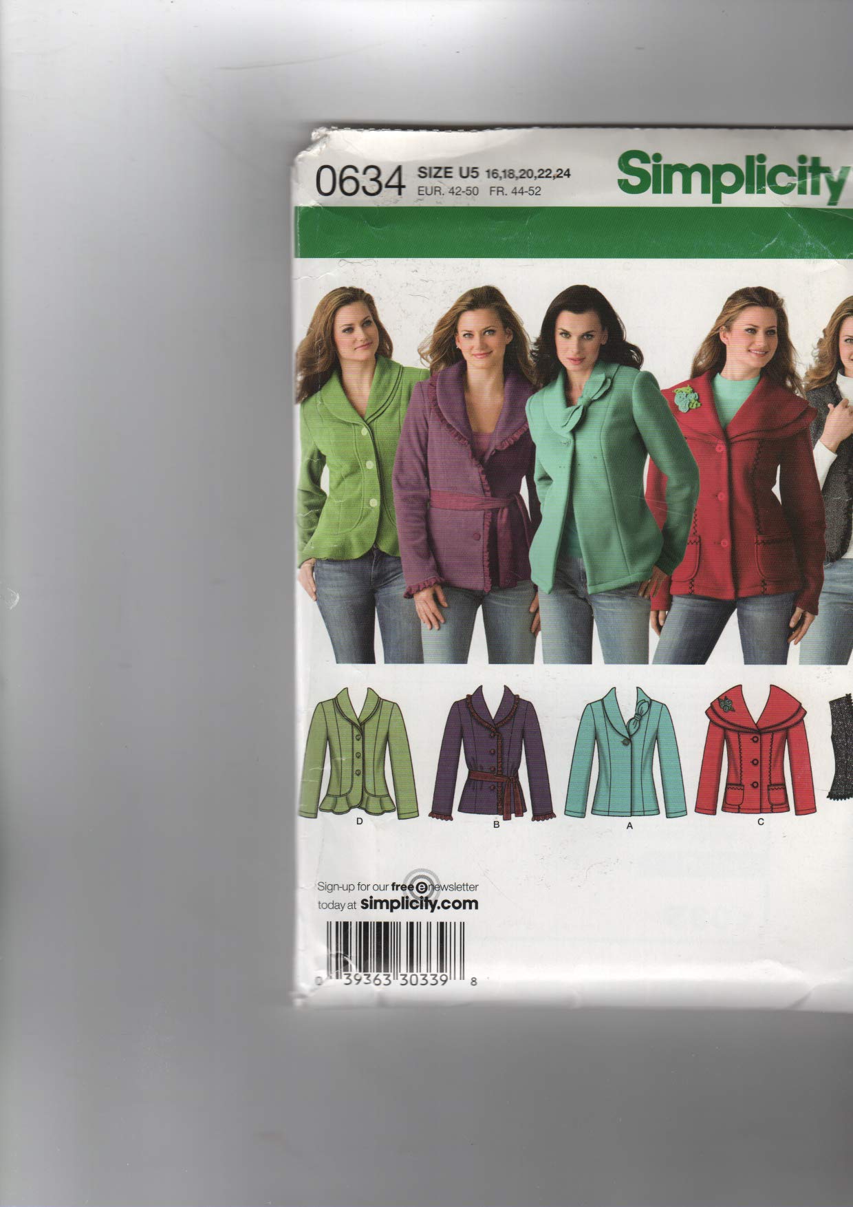 Patron de couture Simplicity 0634 vestes et gilet femme tailles 16-24
