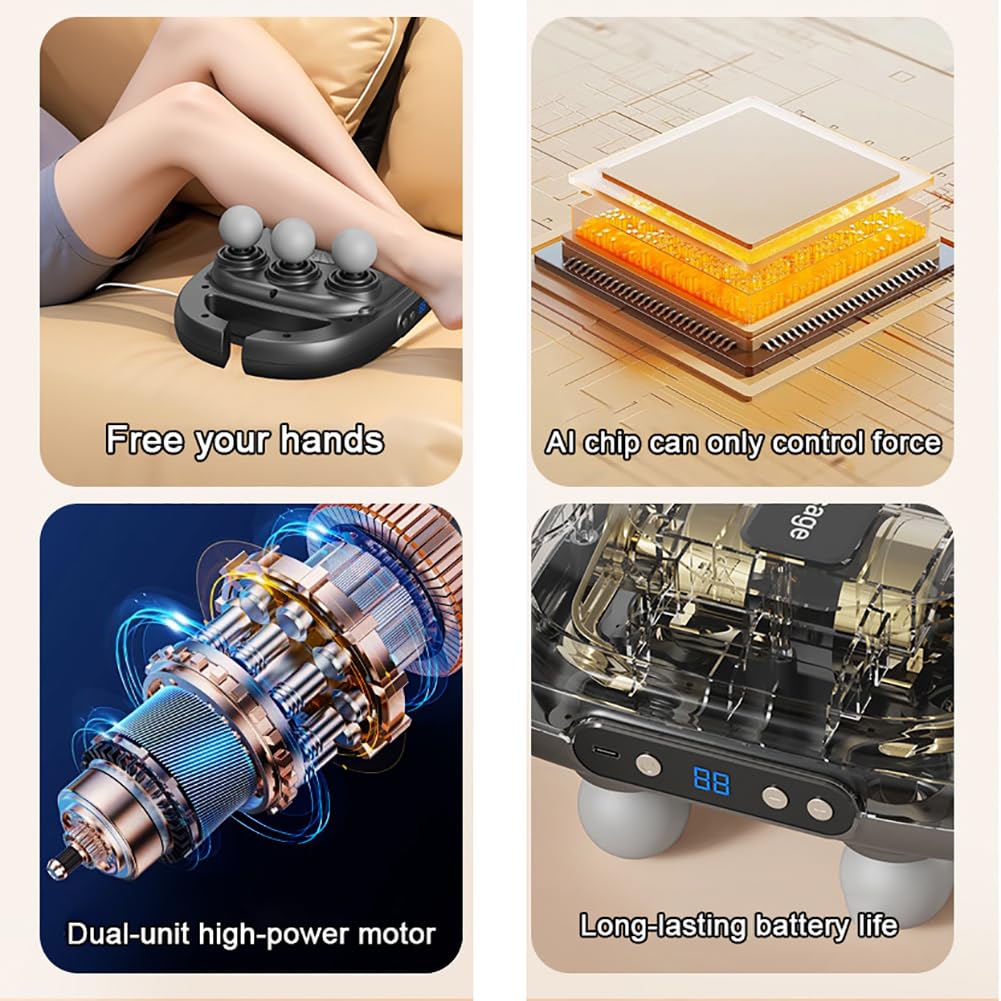 Pistola Per Massaggio a 6 Testine, Pistola Per Rilassamento Muscolare, Massaggiatore Muscolare Elettrico, 20 Livelli Di Regolazione Dell'intensità, Sollievo Dal Dolore Muscolare Di Tutto Il Corpo