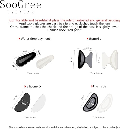 Miniatura 8 de Kit de reparación de lentes para la nariz, almohadillas de silicona suave para la nariz sin ojos, gafas de sol y gafas de sol, 16 pares de lentes