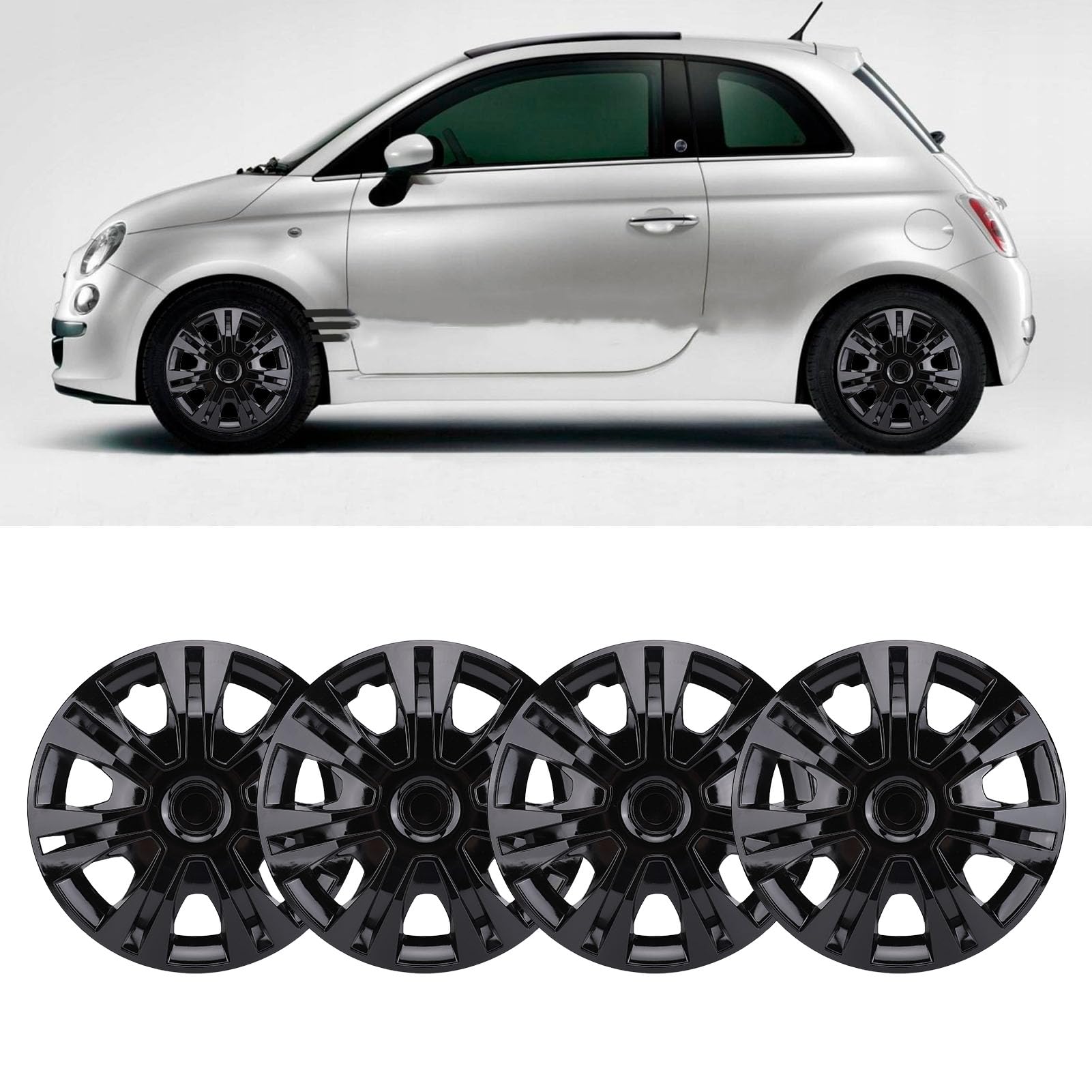 Aramox 4 szt. Kołpaki Kołpaki 16-calowe 4 Kołpaków ABS z Uniwersalnym Dopasowaniem (BLACK)