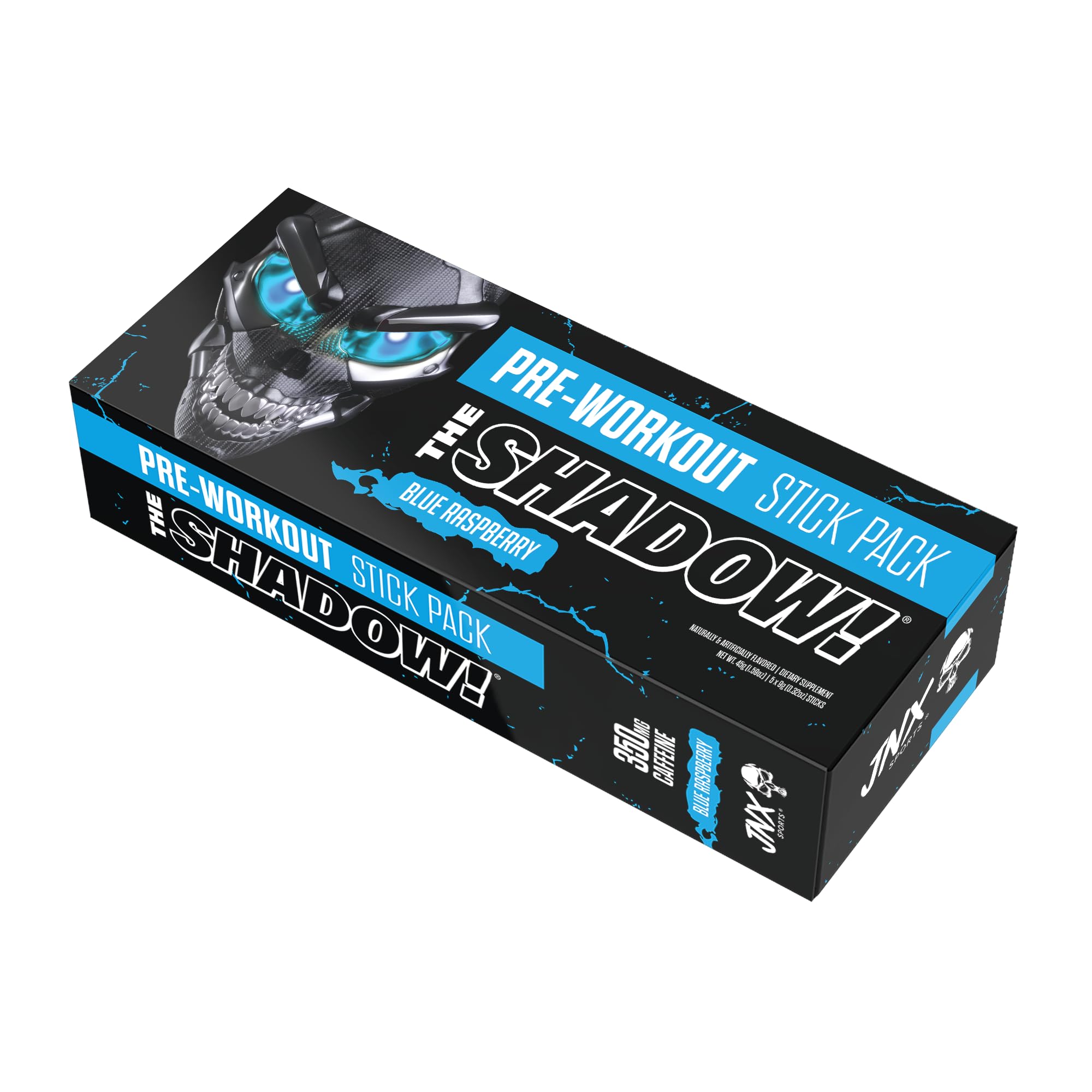 JNX SPORTS Pré-treino com cafeína The Shadow, 350 mg, sabor Blue Raspberry, 5 sachês