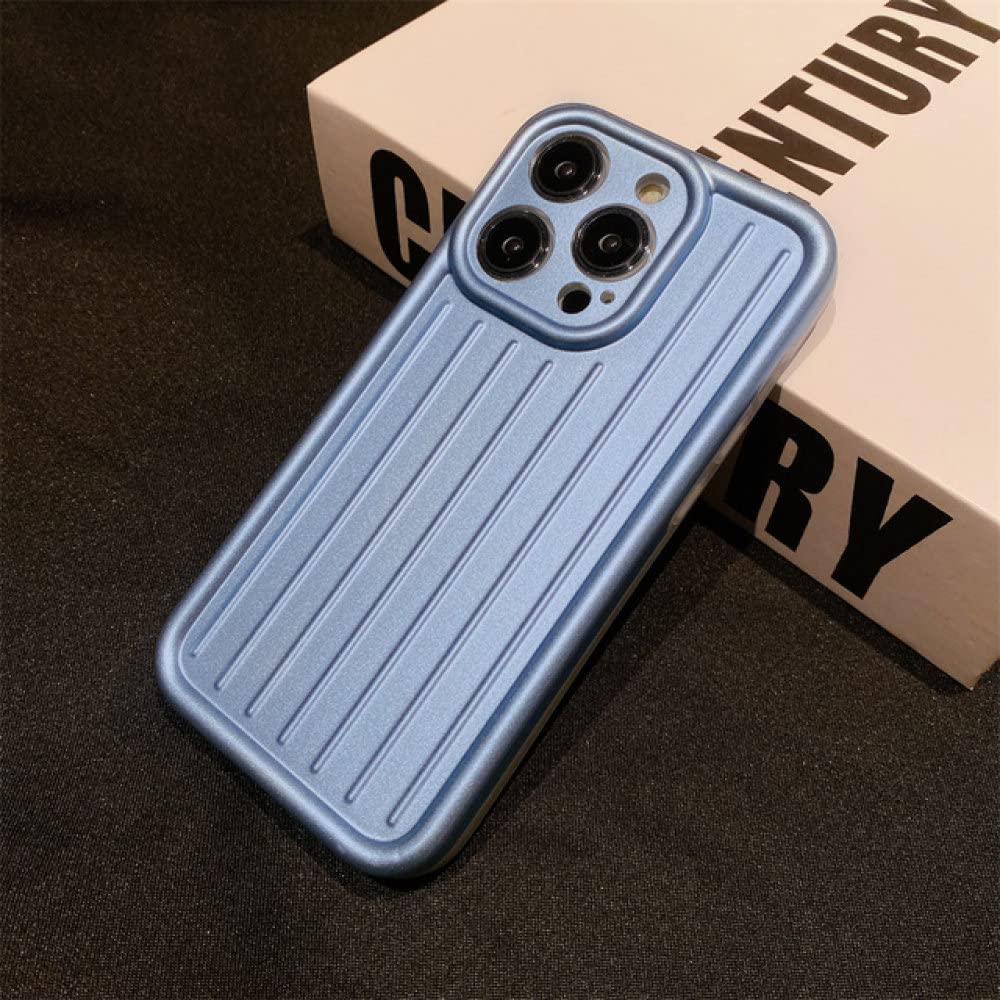 Coque iPhone 14 Pro protection metallique relief 3D stripes bleu - 7