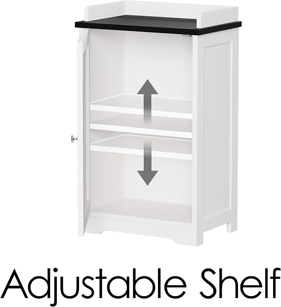 Lavish Home 2-Tier Bathroom Floor Storage Cabinet 29 Tall Free Standing White Cupboard with Adjustable Shelf, Shutter-Style & Slatted Look Door Towel, Toiletries, or Laundry Organizer