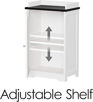 Lavish Home 2-Tier Bathroom Floor Storage Cabinet 29 Tall Free Standing White Cupboard with Adjustable Shelf, Shutter-Style & Slatted Look Door Towel, Toiletries, or Laundry Organizer