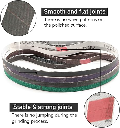 Miniatura 5 de Bandas de lijado de 3/8 x 21, banda de lijado abrasiva para lijadora de cinta de archivos Makita de 3/8 x 21, 3 unidades cada una de grano 120, 240