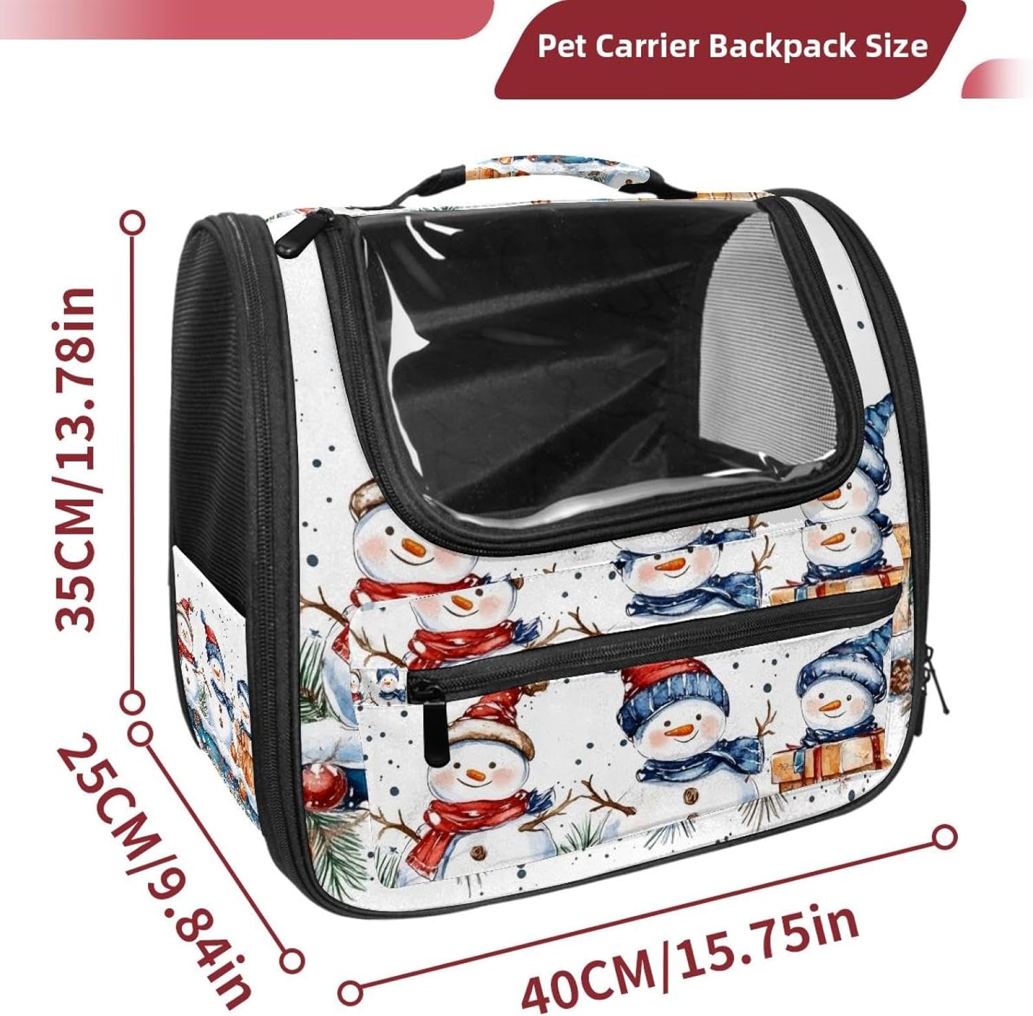 Cute Snowmen Pet Carrier Soft Sided Carrier for Small Medium Cats Dogs