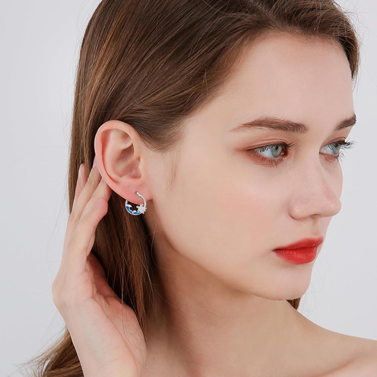 SeaTurtle dolphin Hummingbird Earrings for Women 925 Sterling Silver Sea Waves Earrings Ocean Huggie Hoop Sea Turtle dolphin Earrings Jewelry Gifts - Image 5