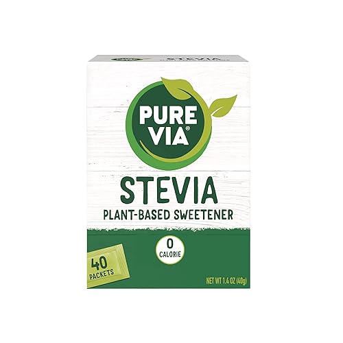 PURE VIA Paquetes de edulcorantes de stevia, sustituto del azúcar, edulcorante natural, paquetes de edulcorantes naturales sin calorías, 40 unidades