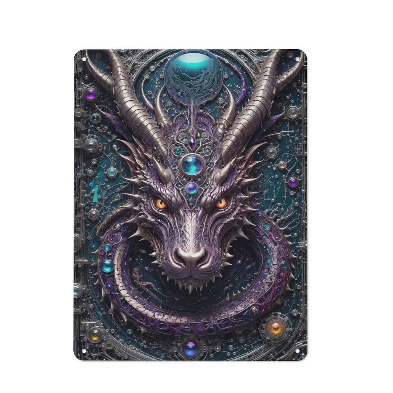Nostalgic Quantum Dragon Portrait Decorative Tin Sign 40x30cm, Vintage Wall Decor for Lounge, Study, Pub Or Wall Gallery