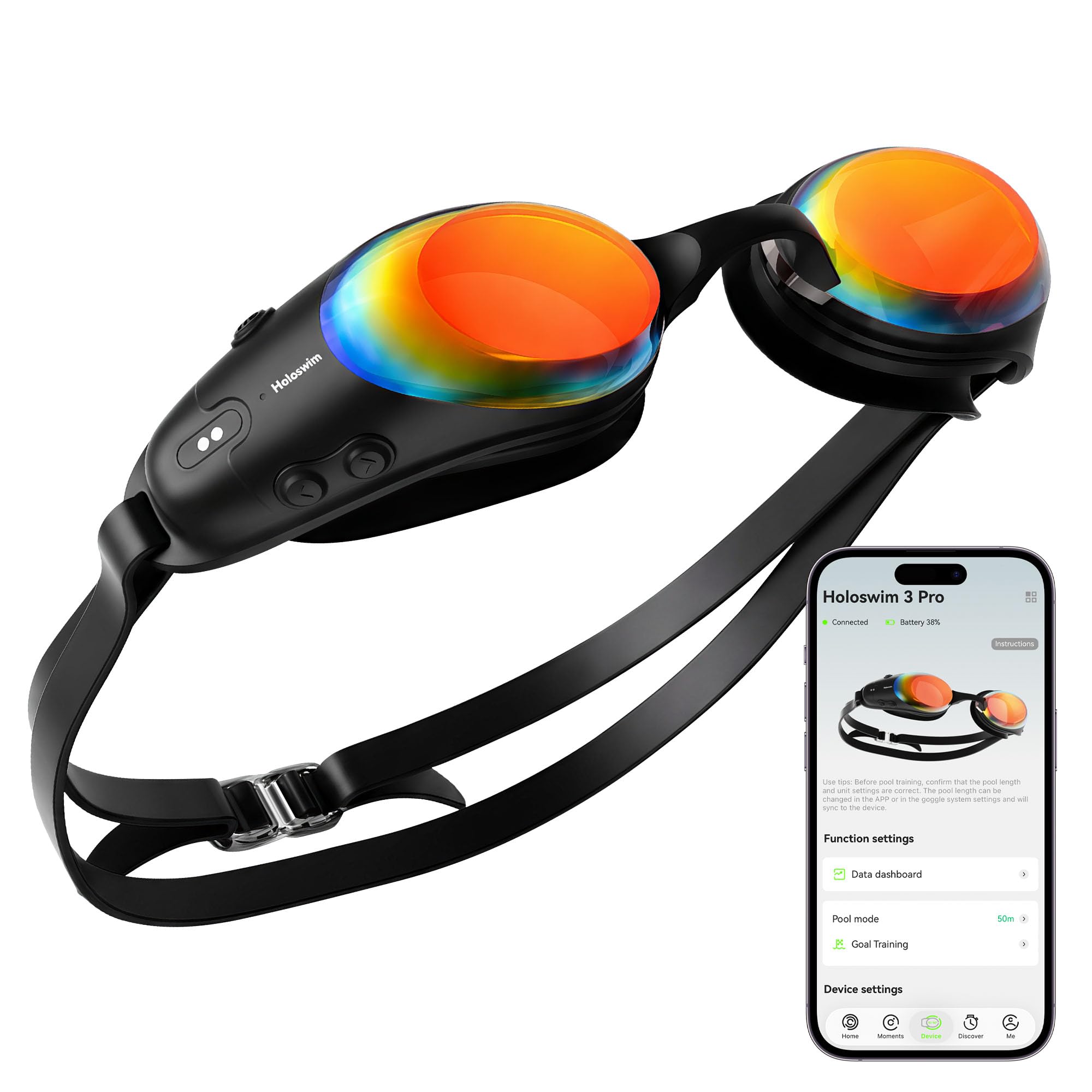Holoswim Intelligente Schwimmbrille, 3 Profi-Schwimmbrillen, AR-Brille für Echtzeit-Anzeige