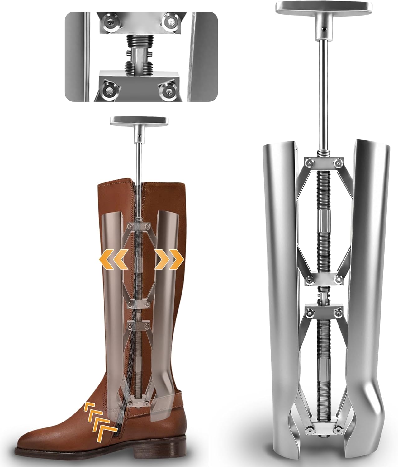 Women’s & Men’s Boot Calf Stretcher, Adjustable Shaft Expander for Wide Footwear, Heavy-Duty Cast Aluminum Tool for Boots, Helps Relieve Tightness in Ankle, Instep And Lower Leg, Fits Most Tall Styles