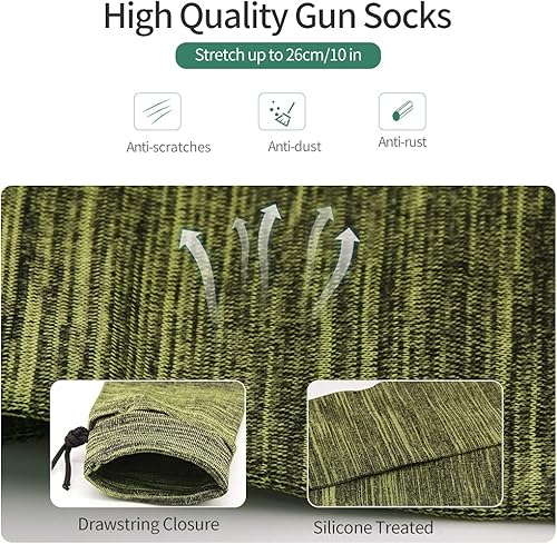 Miniatura 4 de Calcetines para pistola, 4 calcetines de silicona tratados, calcetines de pistola de punto de 48 x 4.3 pulgadas, diseño flexible, calcetines de