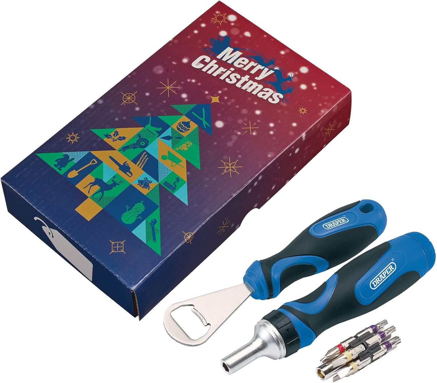 Draper 04774 Ratchet Screwdriver Set and Bottle OpenerGift Box (15
