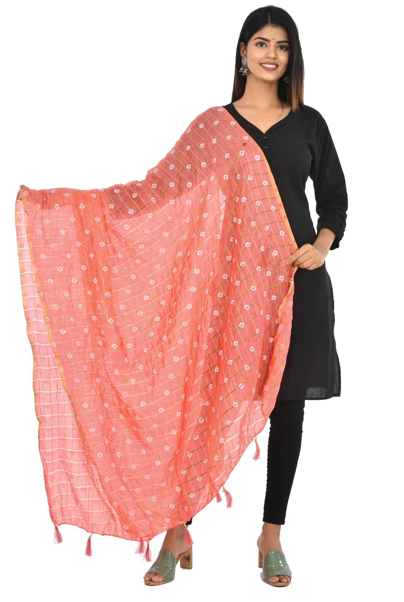 youthquake Chanderi Silk Checks Dupatta for Womens & Girls With Latkan-picture-10
