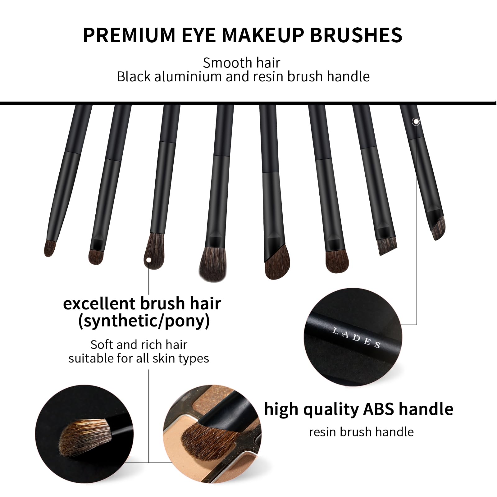 MSQ 8 PCS Eye Makeup Brush Set Angled Brush Precision Eyeshadow Tools Everyday Eye Essentials Makeup Brush Set including Bag Make Up Eye Brush Set - Image 3