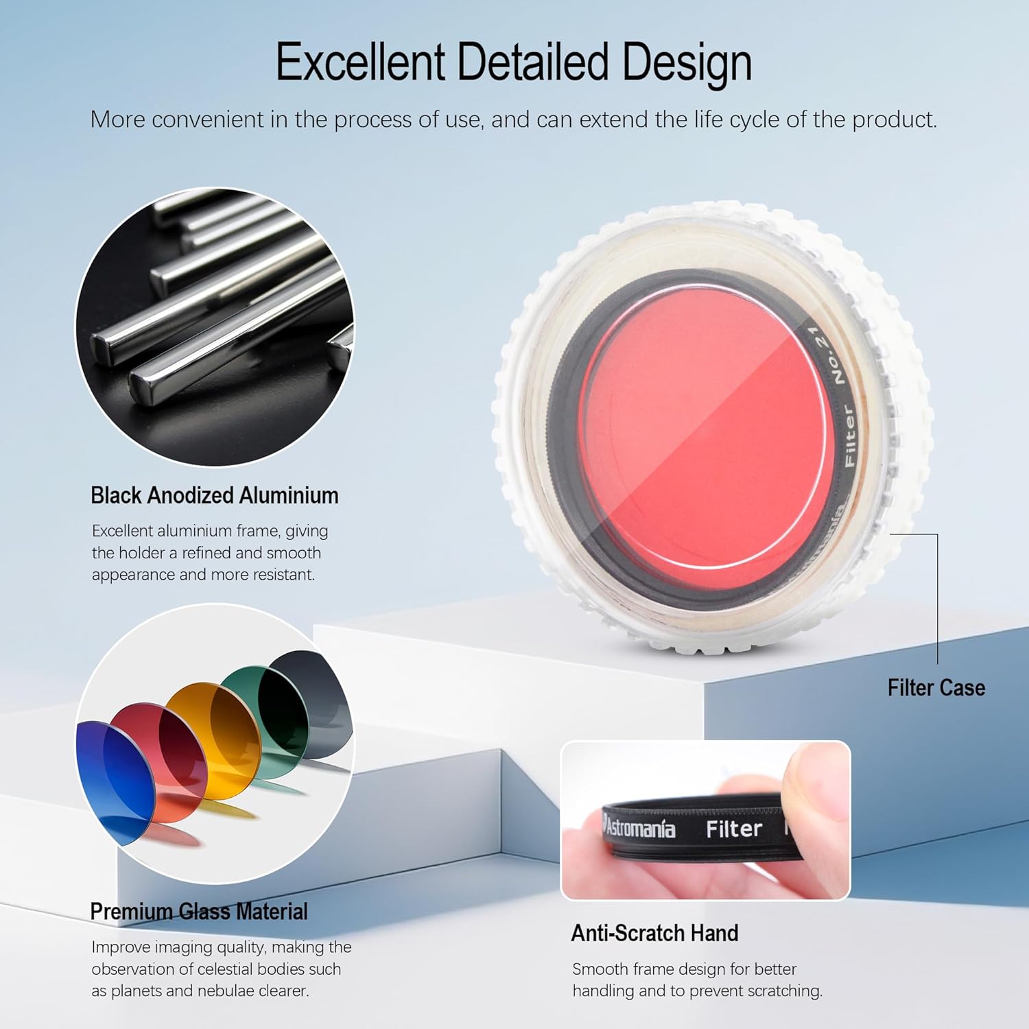 Astromania Telescope Filter, 2 Inches Planetary Filter for Astronomy Telescope Eyepiece, Color Filter for Enhancing Contrast in Lunar Planetary Observation - #21 Orange