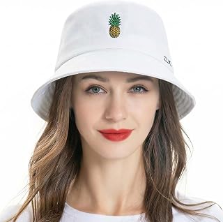 ZLYC Cotton Bucket Hat for Women Men Embroidered Packable Summer Sun Cap | Lightweight breathable,sun shade,beach picnic hiking,daily work travel,vacation photo fashion,festival street casual wear