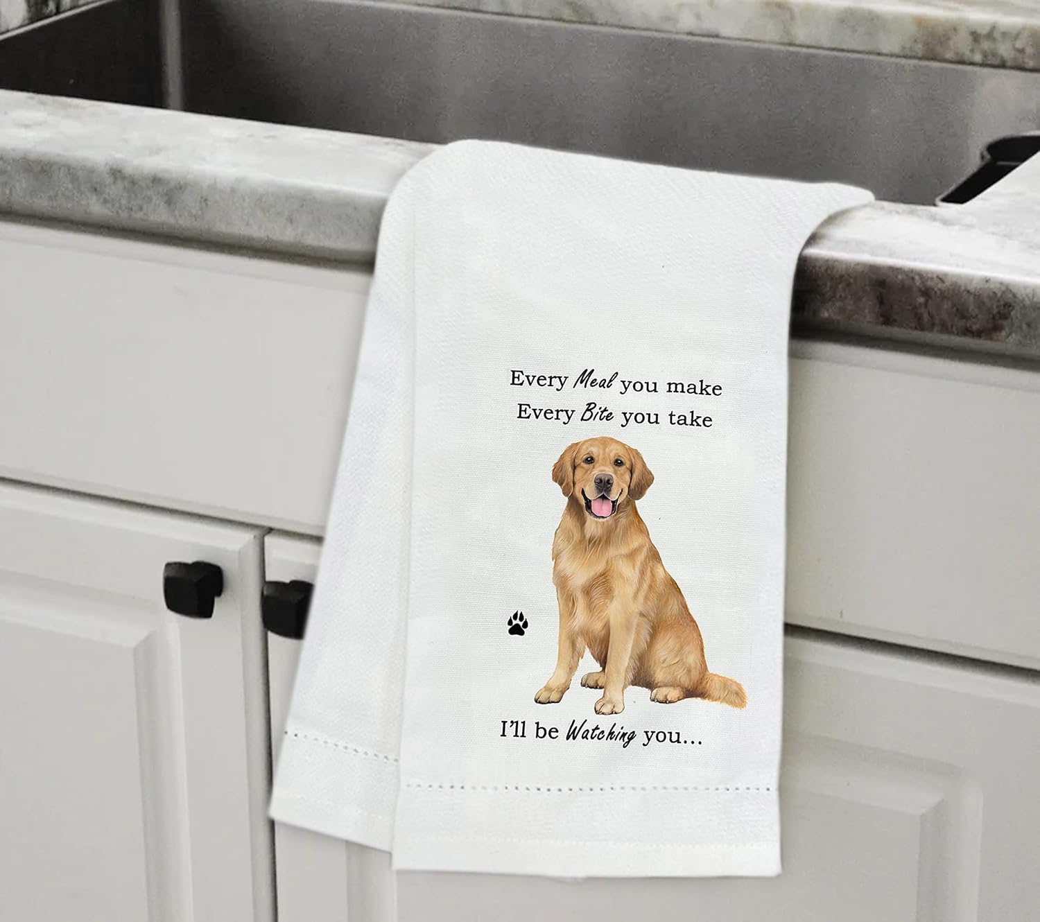 GOLDEN RETRIEVER Kitchen Towels - Soft, Highly Absorbent - GOLDEN RETRIEVER Gifts - Dish & Tea Towels - Reusable, Quick Drying - 100% Natural Cotton - For Pet Lovers - Image 4