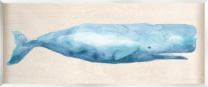 Rustic Blue Whale Nautical, 7 x 17 Inch Mounted Print on Wall Plaque | Stupell Industries By June Erica Vess Ready to hang Coastal nature style for living room bedroom or office