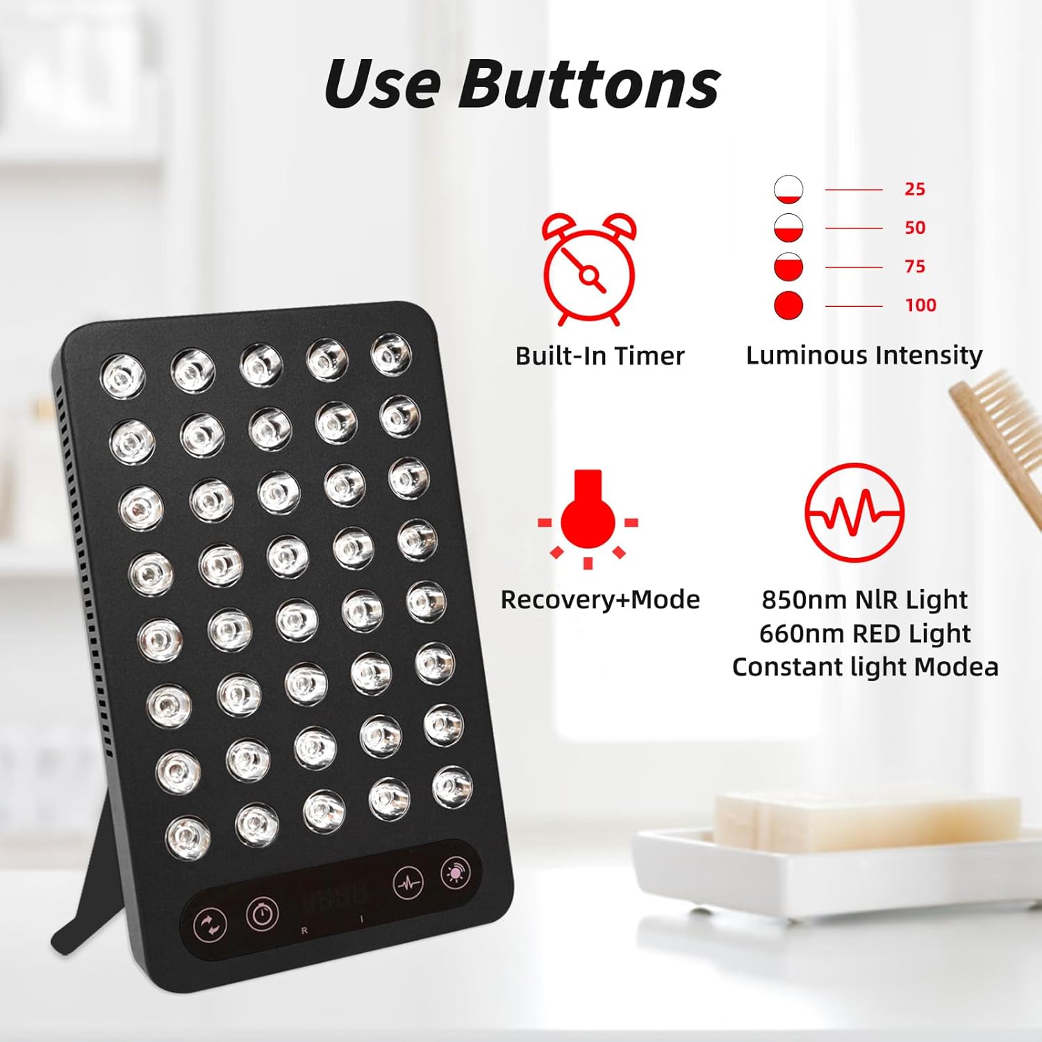 Red Light Therapy Panel, 200W High Power for Face and Body Pain Relief & Skin Care - Dual Chip 660nm Red and 850nm Infrared Light - Reduce Joint Inflammation, Improve Sleep, Built-in Timer