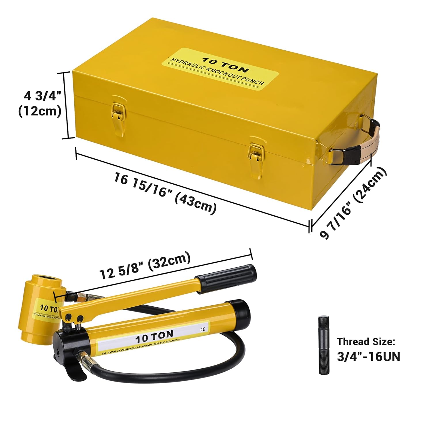 Yescom 1/2" to 2" Hydraulic Knockout Punch Set 10-Ton 6-Die Electrical Conduit Hole Punch Driver Kit for Aluminum Brass Stainless Steel - Yellow