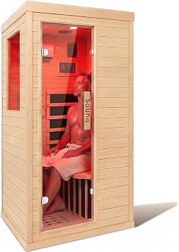1350W Far Infrared Sauna Room for Home, Low EMF Fast Heating Canadian Hemlock Wood Sauna,Color Changing Sauna Light, Bluetooth Speakers, Modular Design
