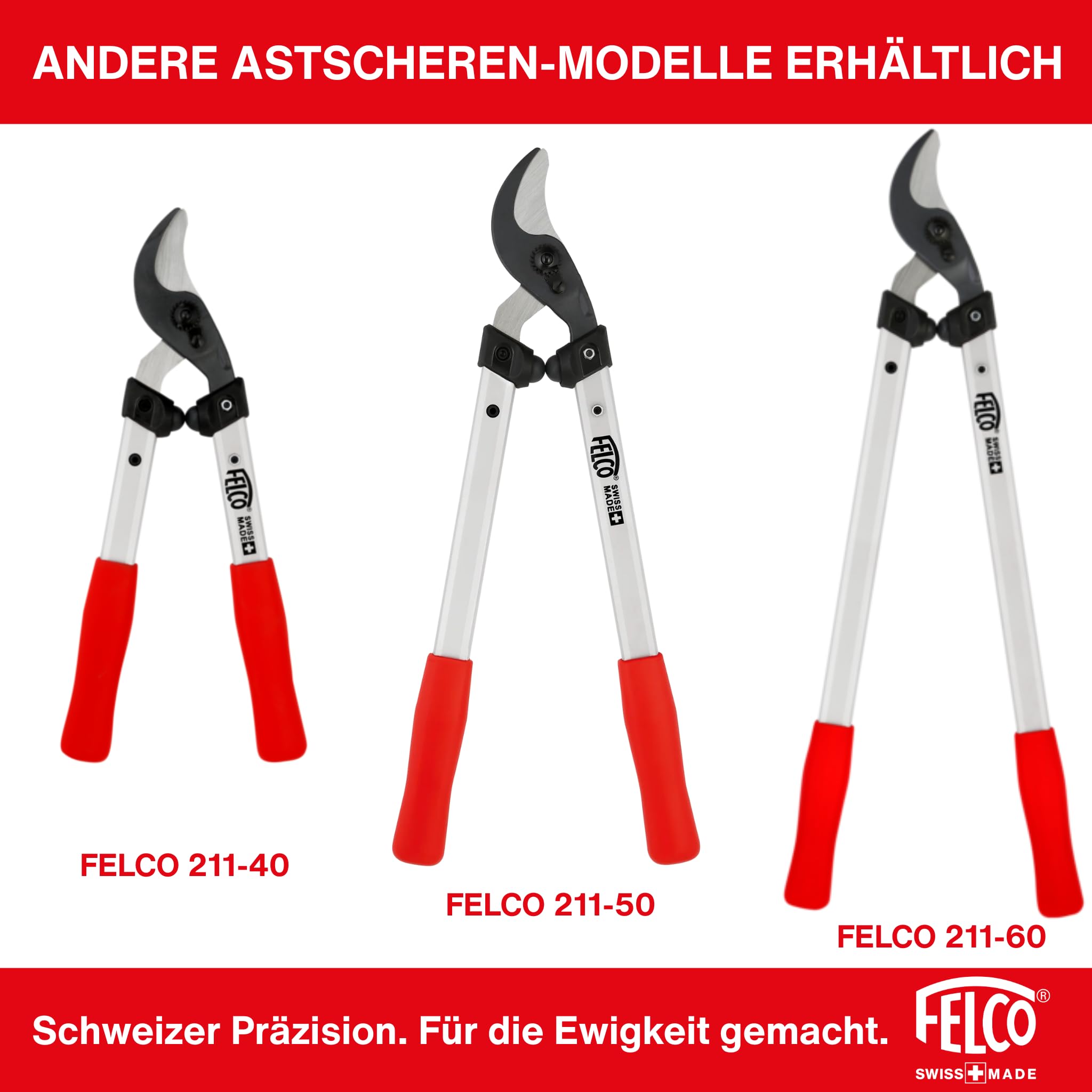FELCO 211-40 Bypass-Astschere 400 mm, professionelle Gartenschere, Schnittdurchmesser 35 mm, Aluminiumgriffe