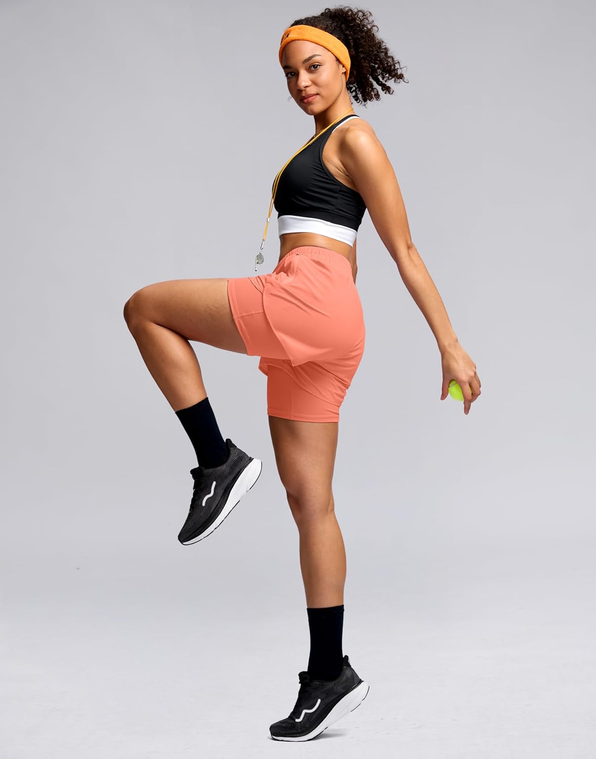 Soothfeel Women's 2 in 1 Athletic Running Shorts with Liner Zipper Pocket 5" High Waisted Gym Workout Tennis Shorts for Women - Image 6