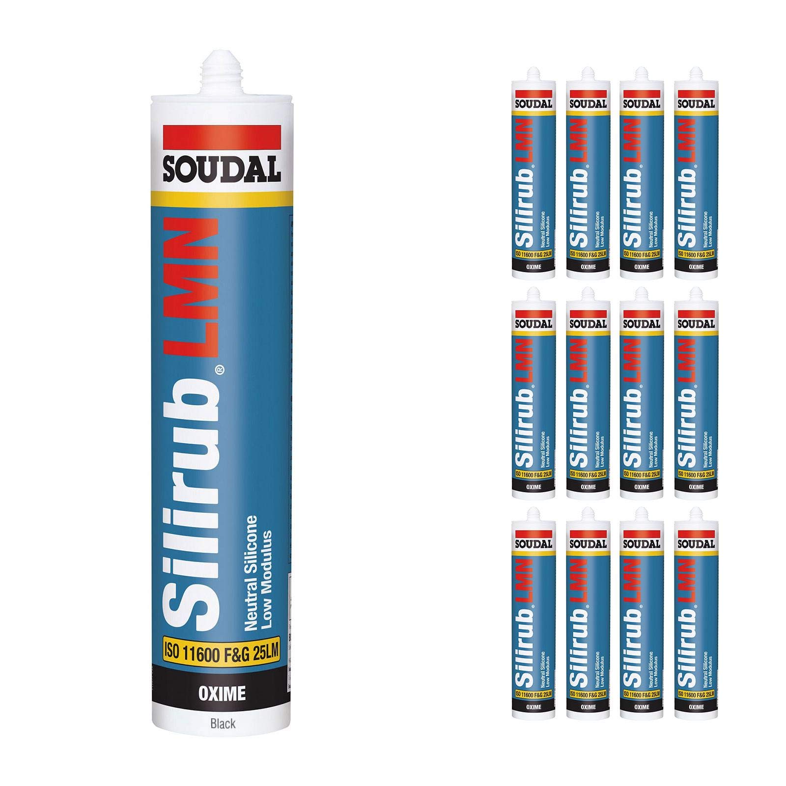 Black Soudal Silicone Sealant Slirub LMN All Purpose External Low Modulus Neutral Cureal Low Modulus Neutral Cure