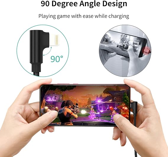 1ft Right Angle Lightning Cable Short, 3 Pack USB to iPhone Cord 90 Degree | Compatible with Apple iPhone 13 12 11 Pro Max Xs Xr X 5 6 7 8 Plus SE, iPad Air/Mini