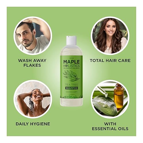 Miniatura 8 de Champú de aceite de árbol de té con cepillo de champú para el cabello, exfoliante para el cuero cabelludo en la ducha, hecho con paja de trigo