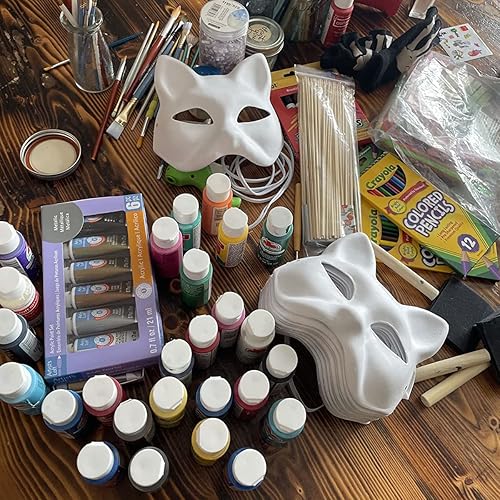 Miniatura 4 de Máscaras de gato | Paquete de 10 | Pintura de máscaras para niños | Artes y manualidades para niños - niños o niñas - Halloween | Recuerdo de fiesta