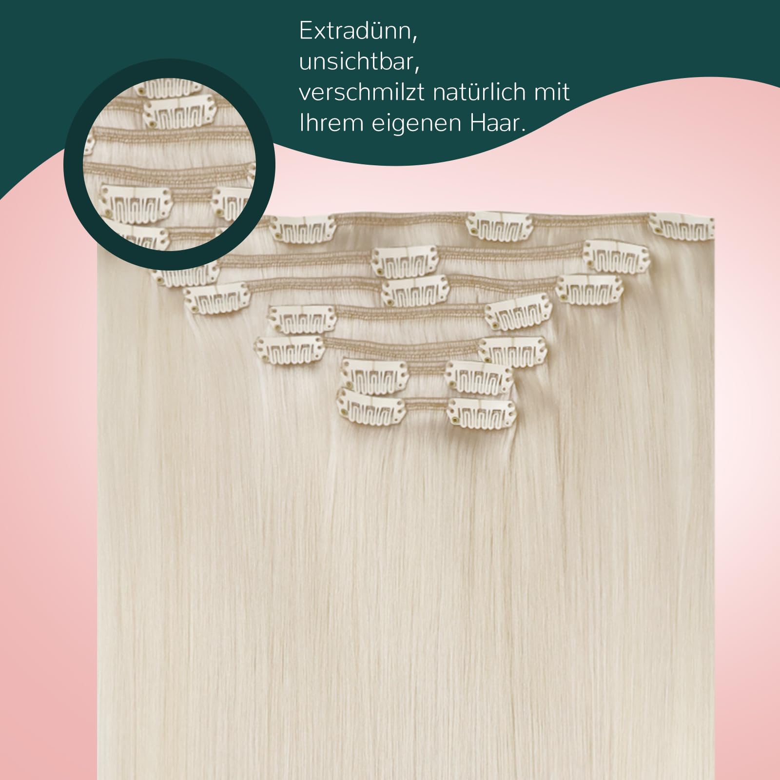 Easyouth Clip in Extensions Echthaar Blond Echthaar Clips in Extension Platinblond Clip in Remy Menschenhaar Extensions für Damen 7pz 40cm 120g #1000