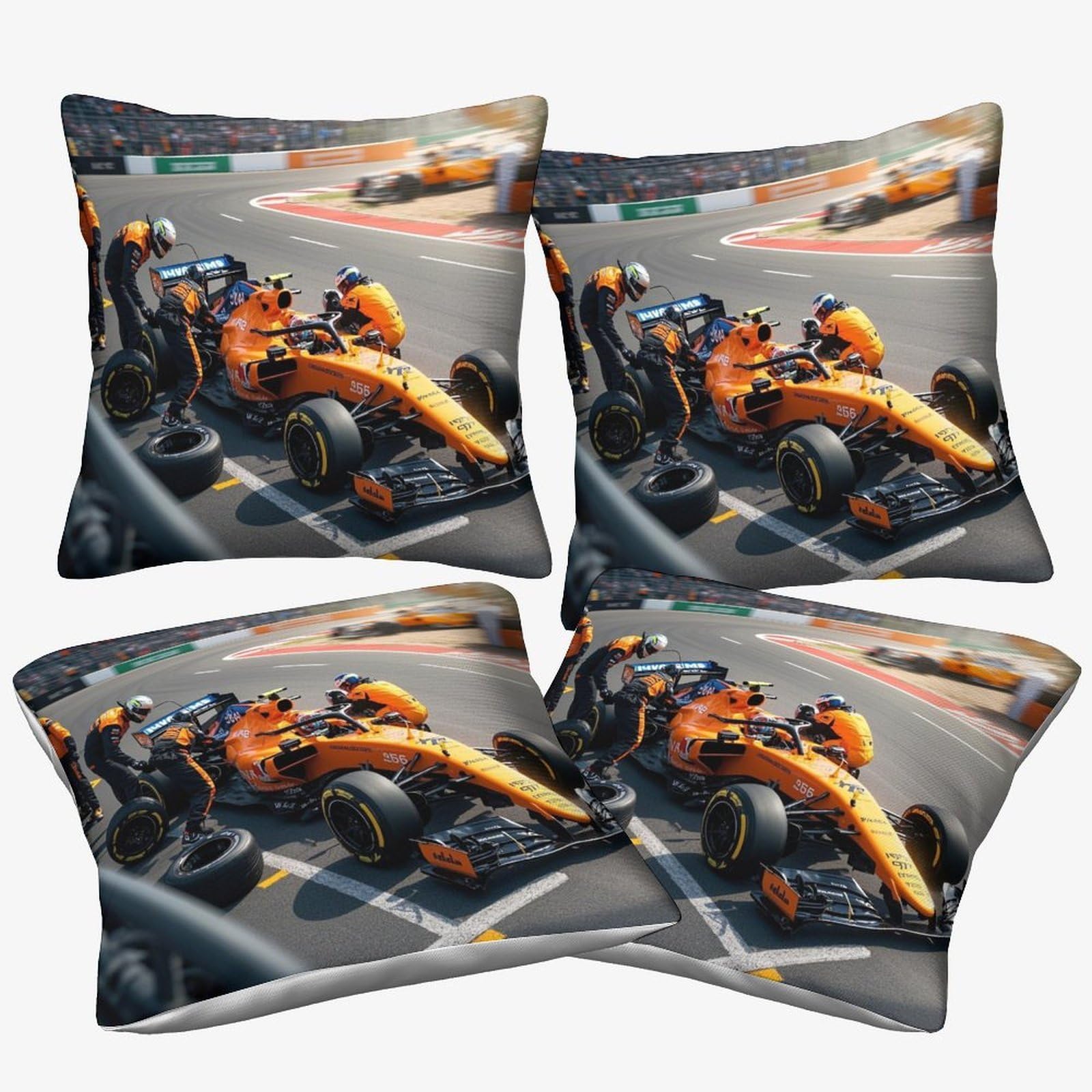 3U6c4m9k Formulaa Racing-15 Formulaa Racing Cushion Covers 50X50cm, 4 Pcs, Decorative 3D Pit Stop Themed Throw Pillow, Square Accent Pillow Case For Sofa