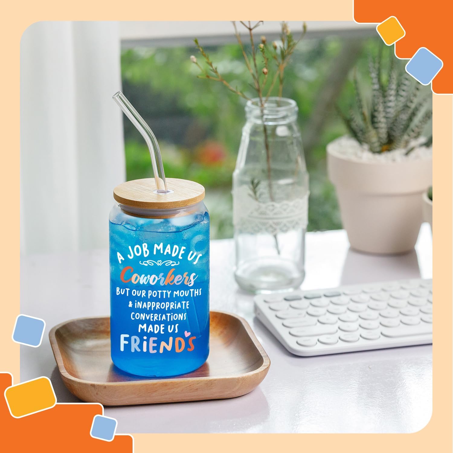 NewEleven Gifts For Friends – Work Bestie Presents For Women Friends - Appreciation Gifts For Coworkers, Unique Present Ideas For Coworker Leaving, Farewell Party – 16 Oz Coffee Glass - Image 5