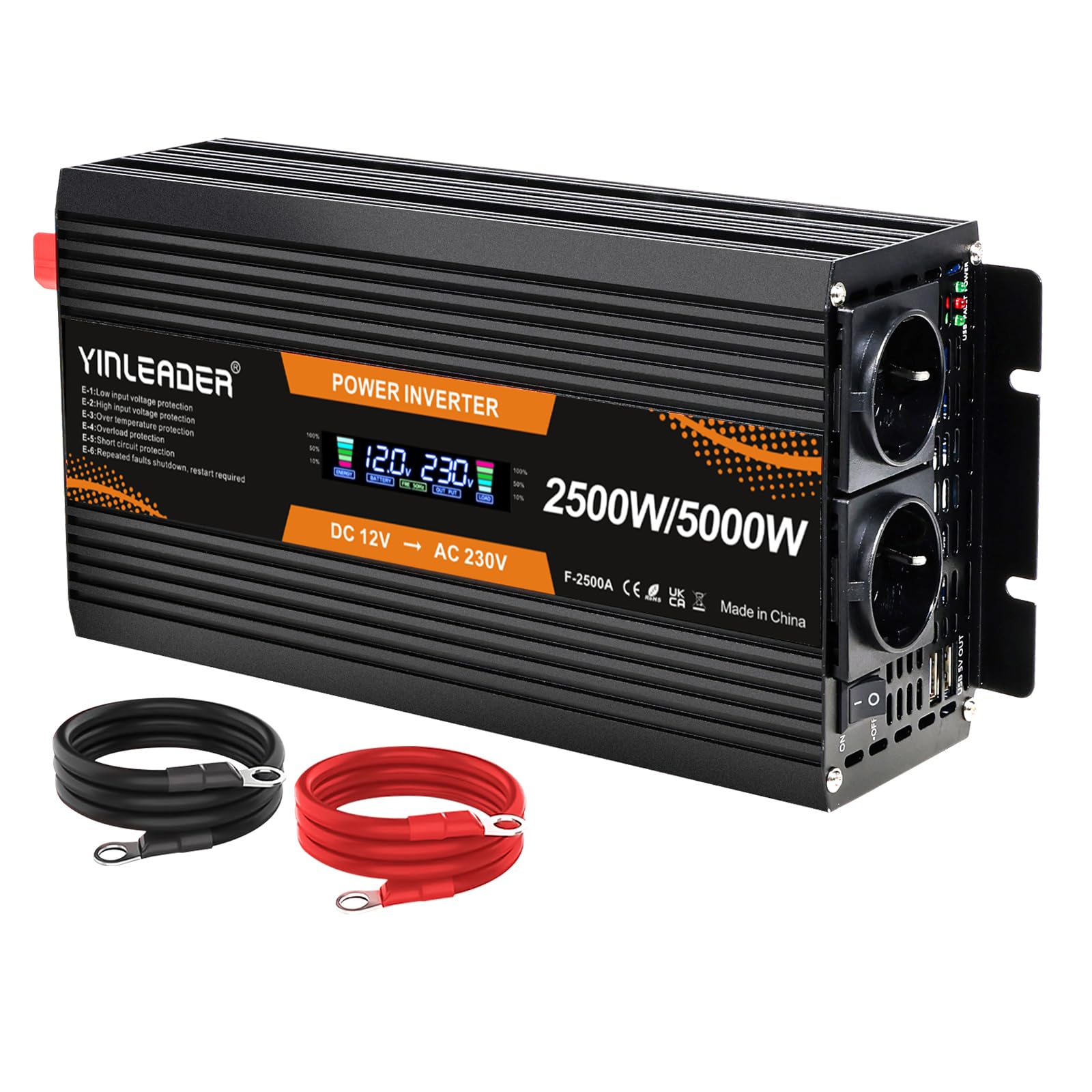 Convertisseur Tension Onduleur 1000W Yinleader - Convertisseur 12V To 220V Onde Modifiée | 2 Ports USB, Affichage LCD Yinleader 1000W