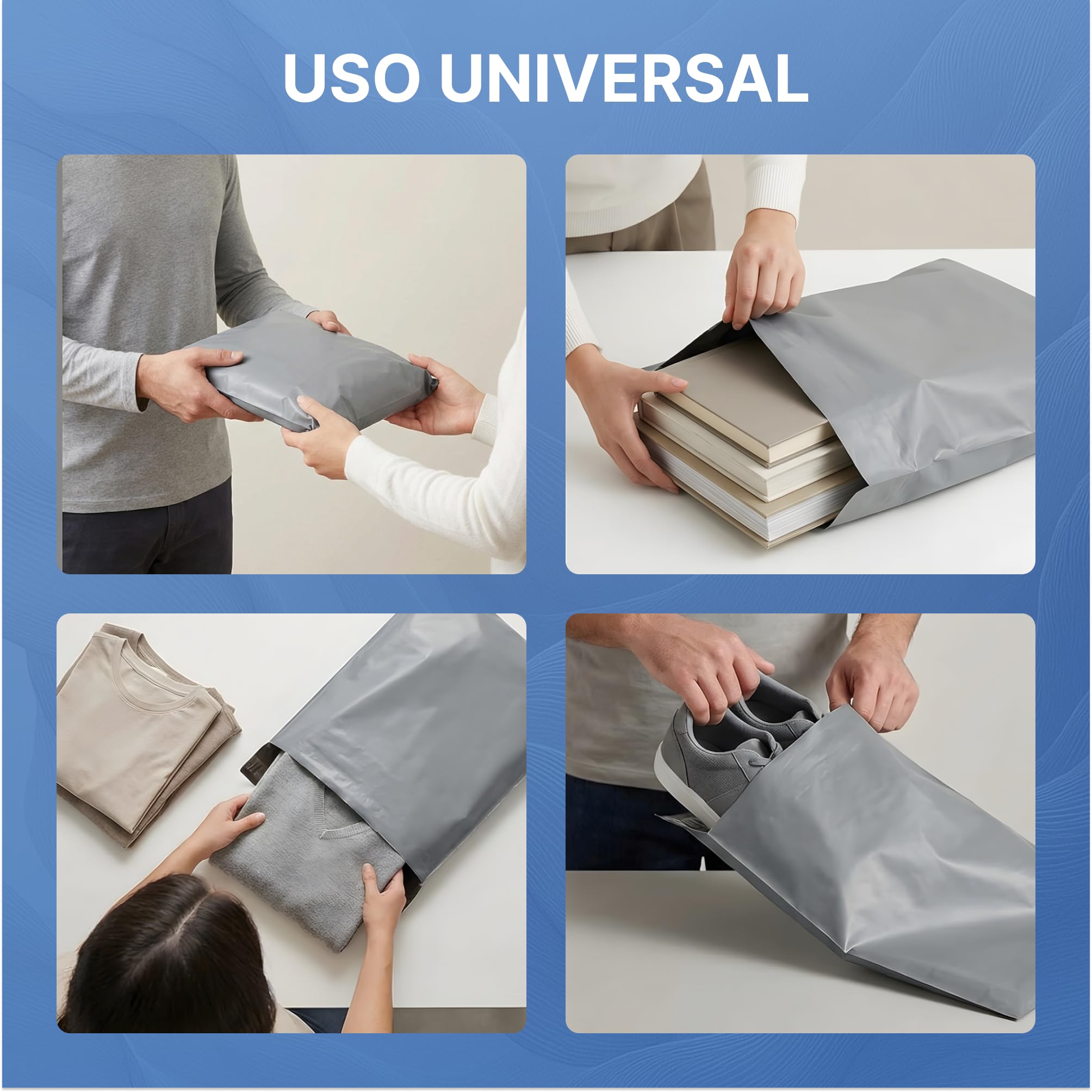 Pack de 25 bolsas de envío S 17x24 cm | Sobres de envío de plástico para ropa y documentos | Bolsas opacas e impermeables para paquetes | Embalaje para Vinted, Wallapop y ecommerce