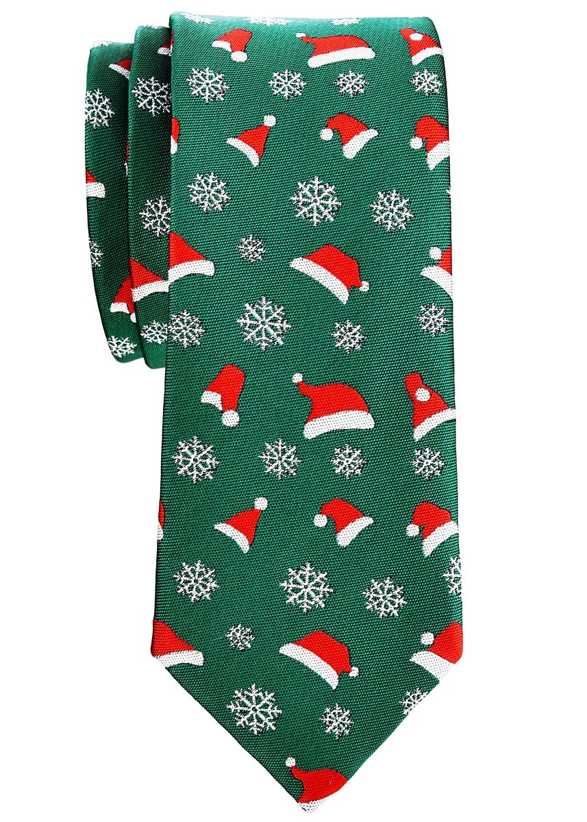 RetreezChristmas Santa Hat and Snowflakes Pattern Microfiber 2.4" Skinny Tie