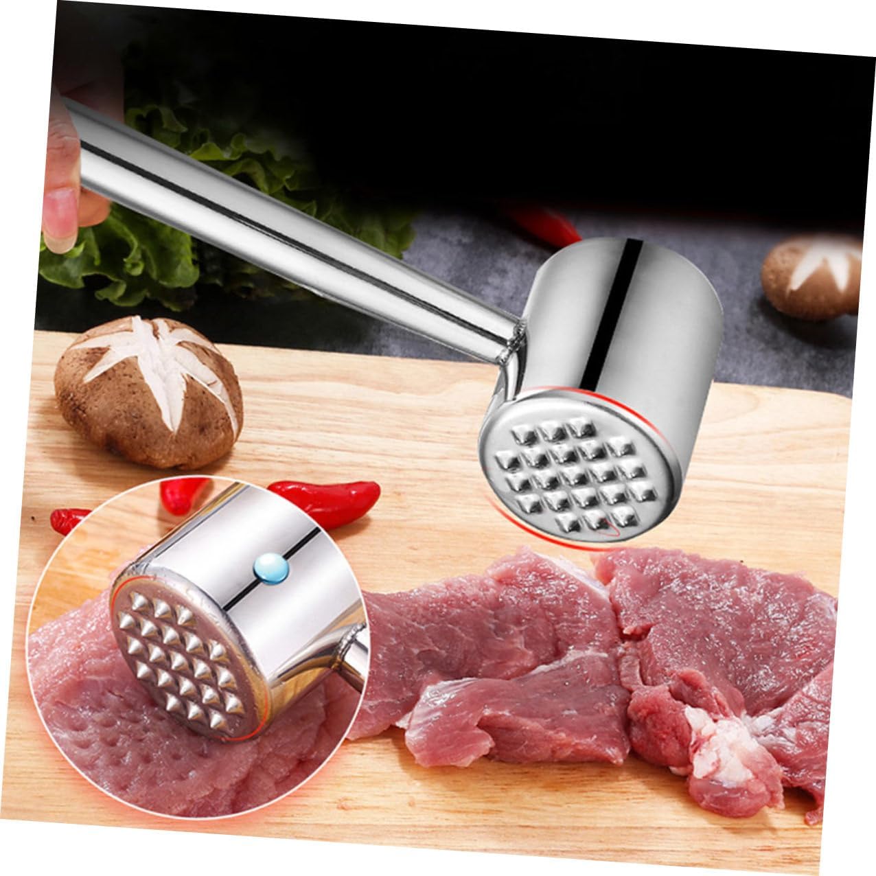 Stainless Steel Meat Tenderizer Hammer 2pcs Kitchen Steak Pounder Mallet for Beef Pork Cooking Tools