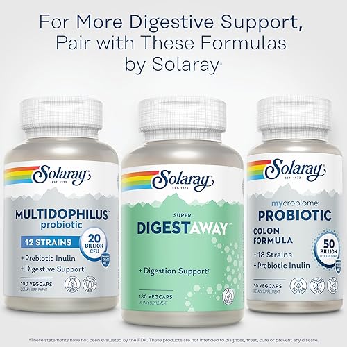 Miniatura 6 de Solaray Super Digestaway - Mezcla de enzimas digestivas  Digestión saludable y absorción de proteínas grasas y carbohidratos  Verificado en
