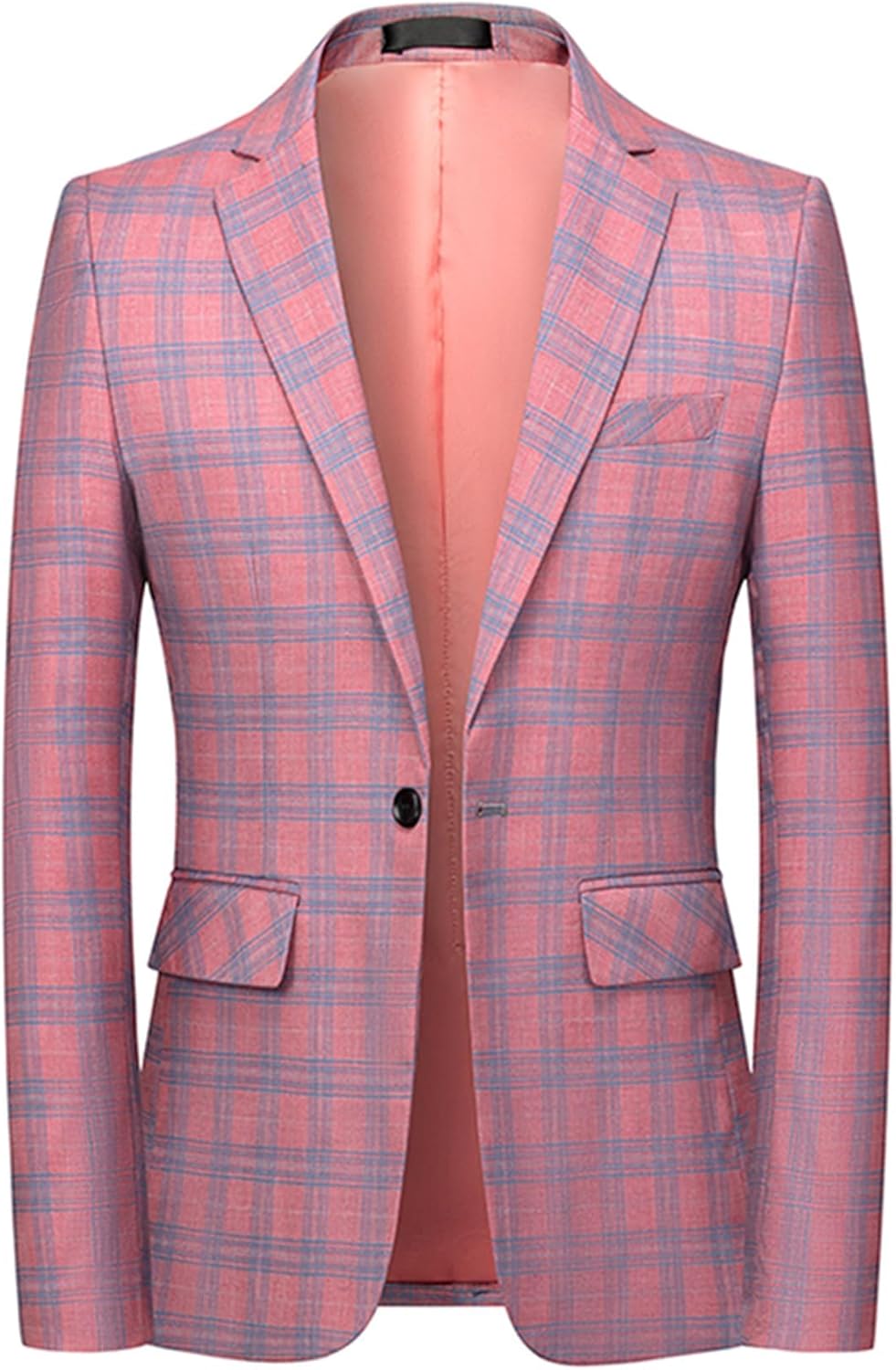 Iynnijoy Men’s Plaid Blazer Casual Sports Coat Slim Fit Plaid Suit Jackets for Party Wedding