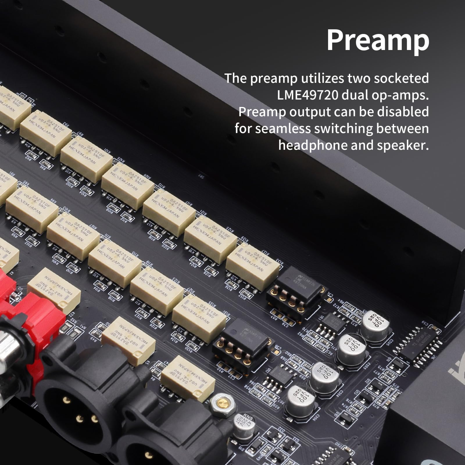 Gustard Audalytic HP70 Vollständig Symmetrischer Diskreter Kopfhörerverstärker, LME49720 Class A Verstärker, 2×RCA/XLR Eingang, 4,4mm/6,35mm Kopfhörerausgang, XLR Ausgang Vorverstärker (Schwarz)